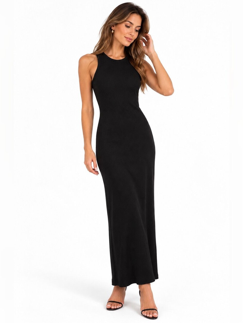House of Harlow 1960 Black Sleeveless Midi Tank Dress